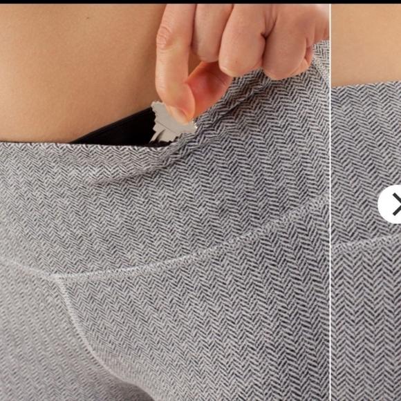Lululemon Herringbone Light Gray Cropped Leggings Sz 4 Rare Pattern - Picture 13 of 14